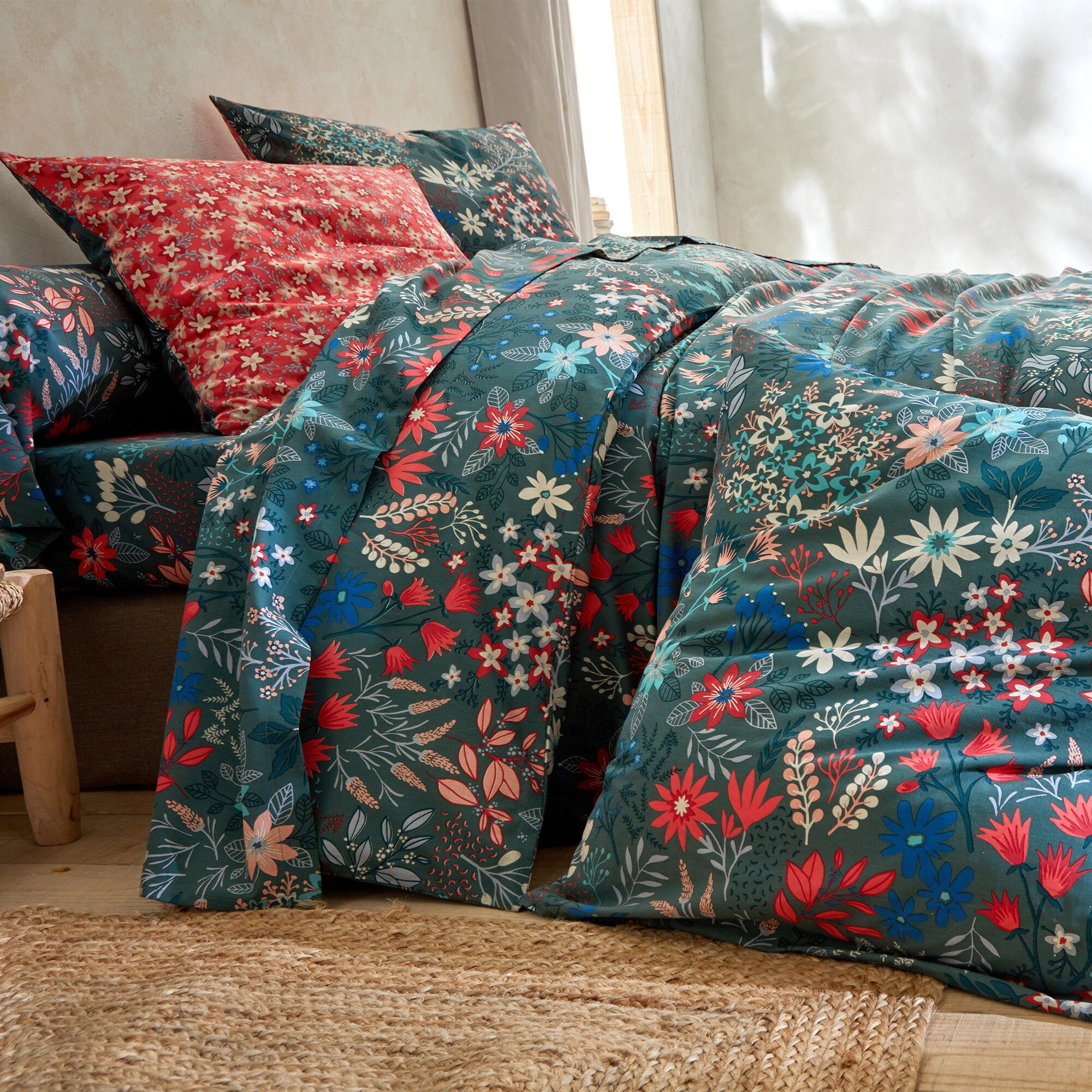 Linge de lit Flore en coton imprimé fleuri