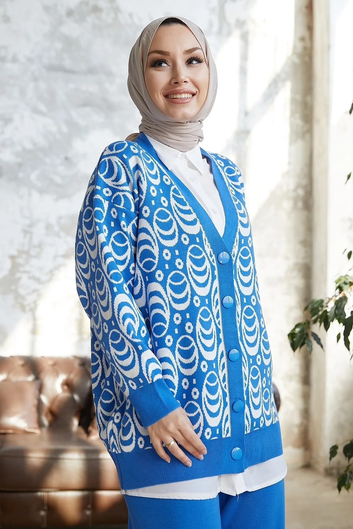 InStyle  Amira gemustertes Strick-Doppelset – Indigo