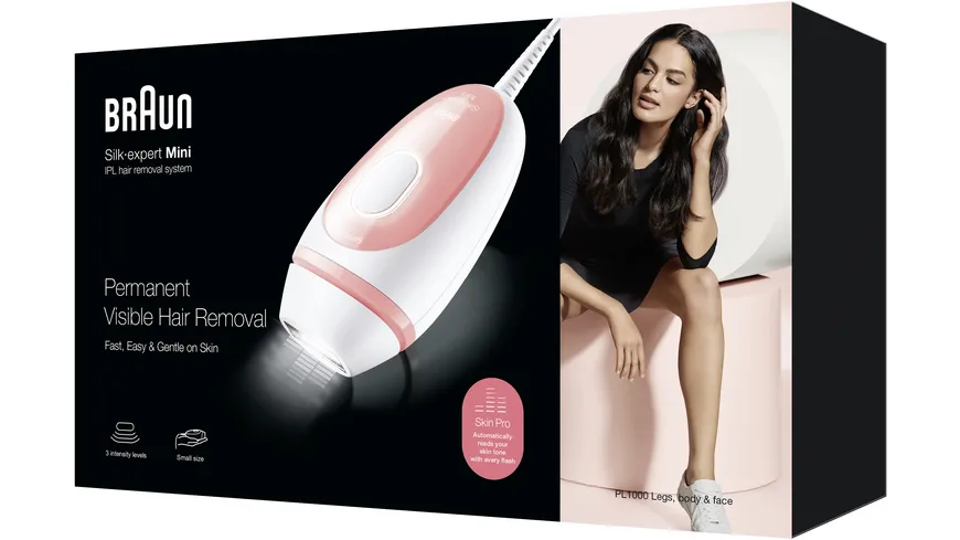 BRAUN Mini-IPL-Haarentfernungsgerät Silk-expert Pro PL1000 Pink, Weiß