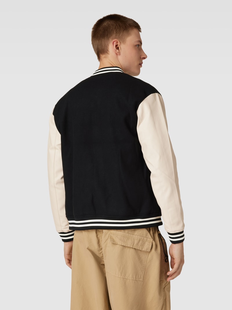 College-Jacke mit Label-Stitching Modell 'JAY' in schwarz