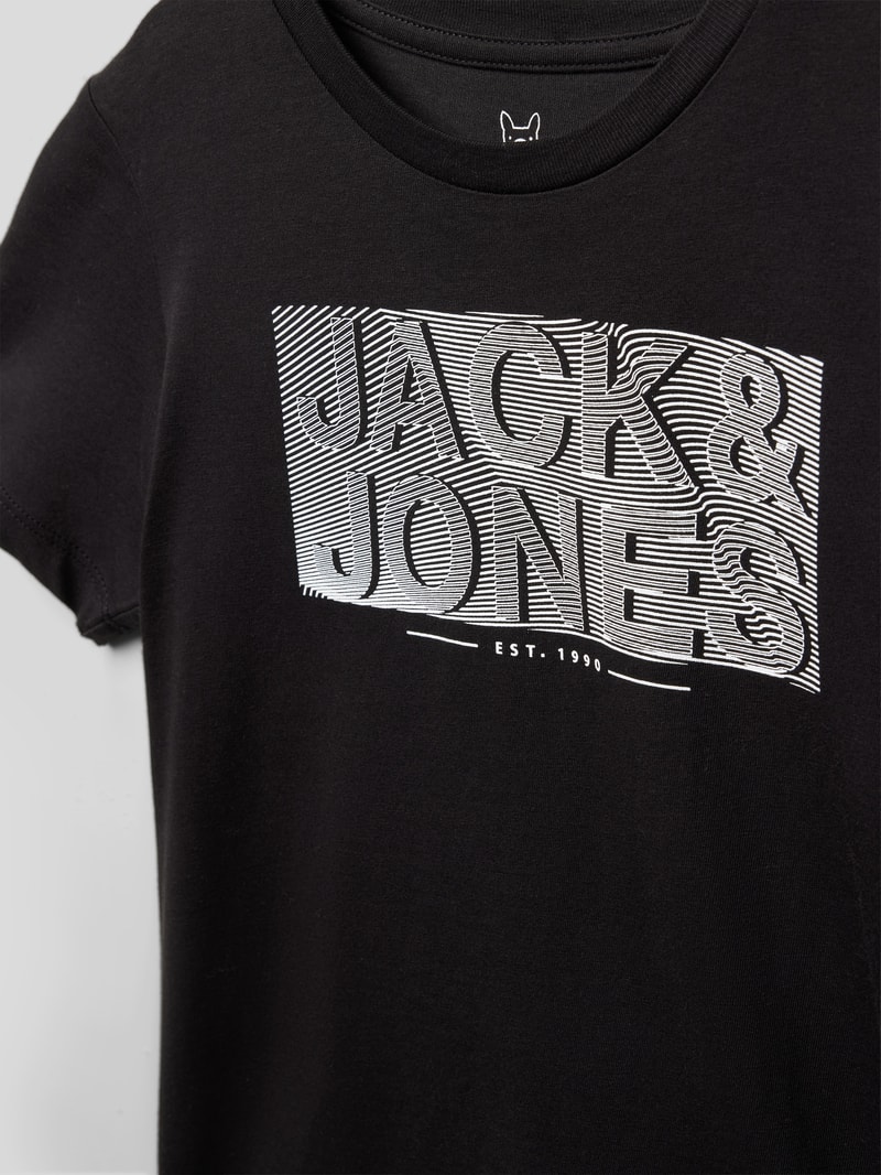 T-Shirt mit Label-Print in schwarz