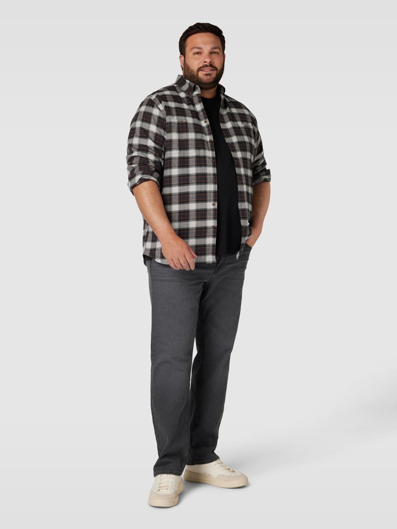 PLUS SIZE Jeans mit Label-Stitching Modell 'MADISON' in hellgrau