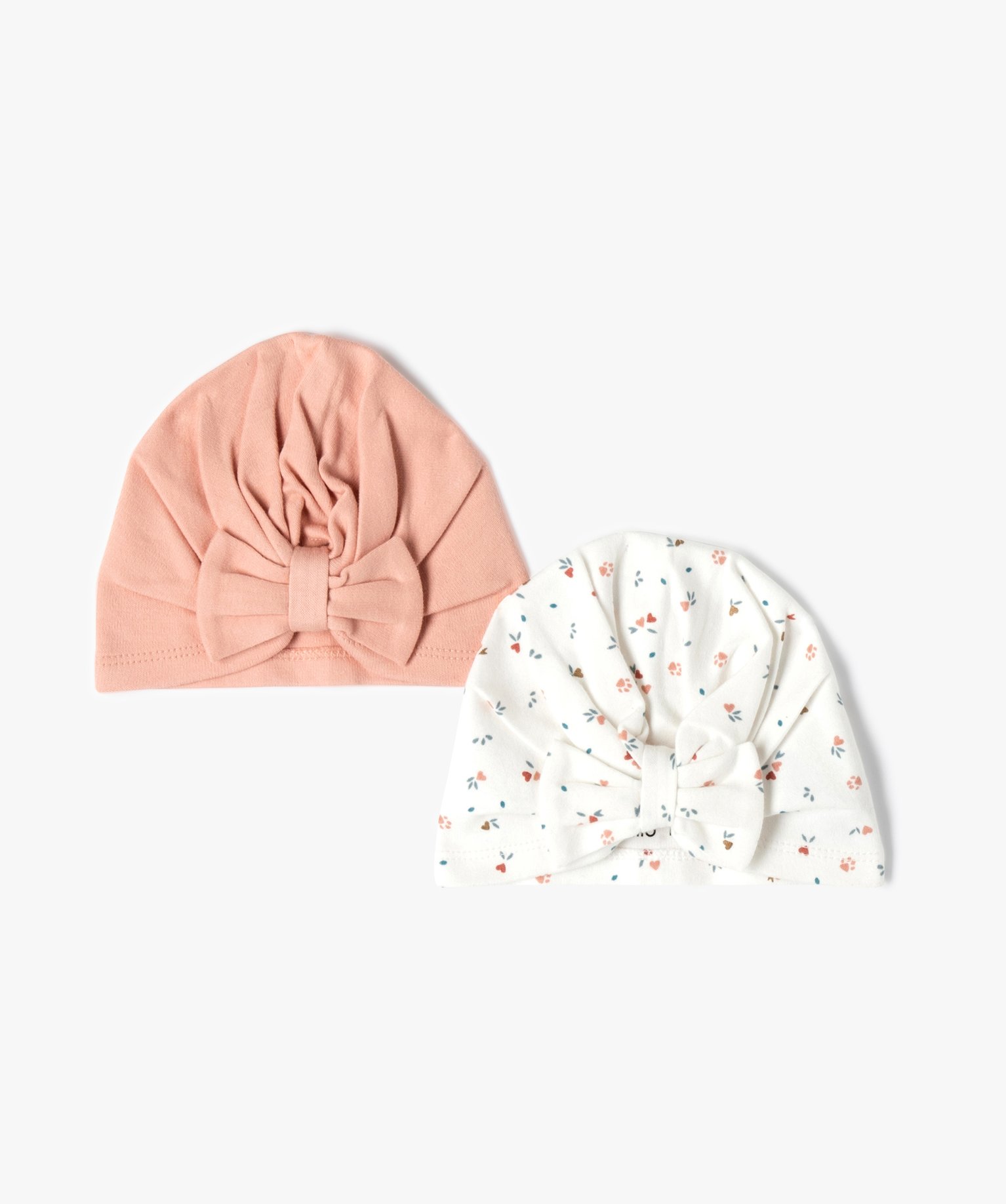 Bonnet de naissance avec noeud bébé fille (lot de 2) ecru | GEMO
