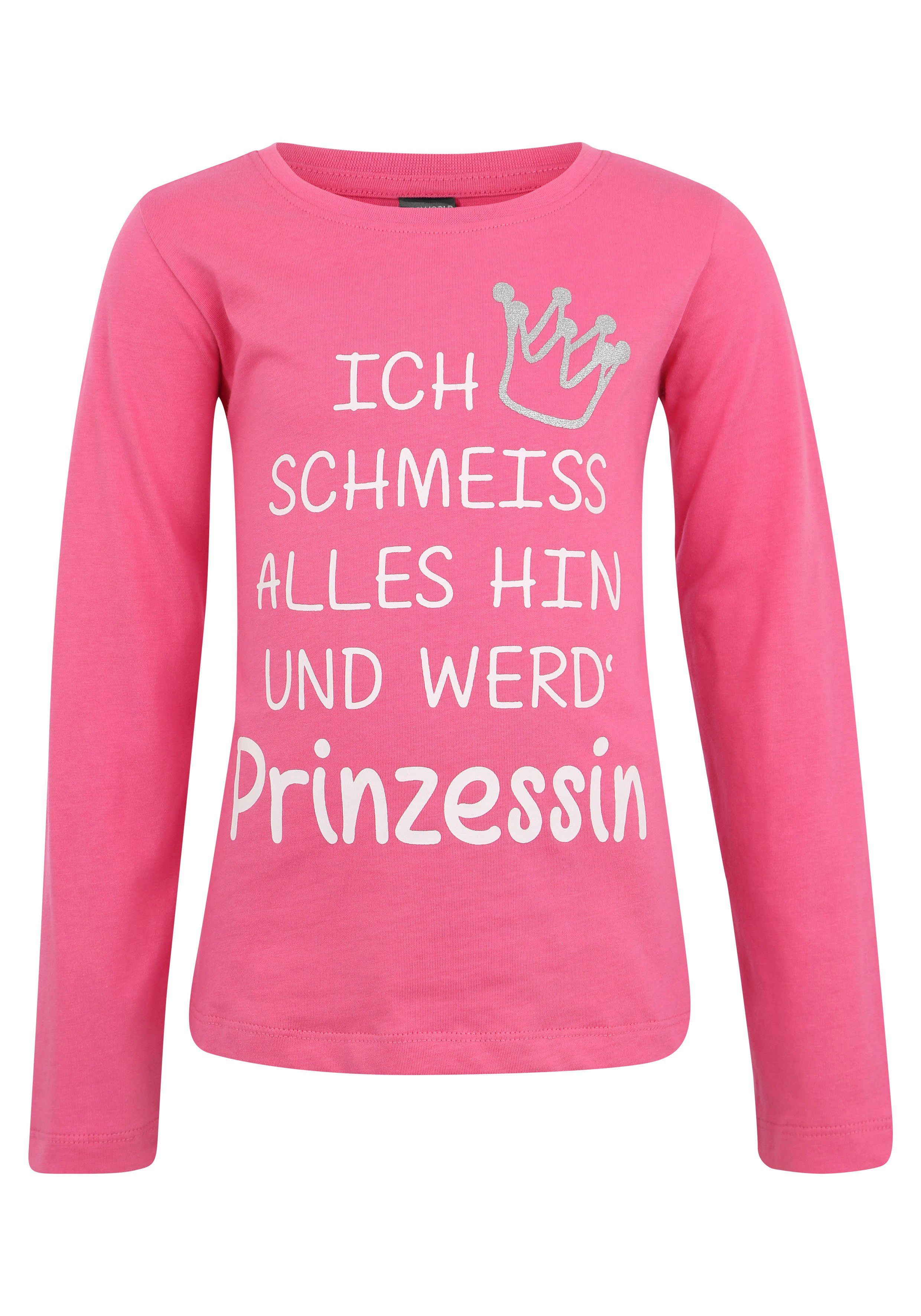 KIDSWORLD Langarmshirt Ich schmeiss alles hin und werd´ Prinzessin mit Glitzerdruck
