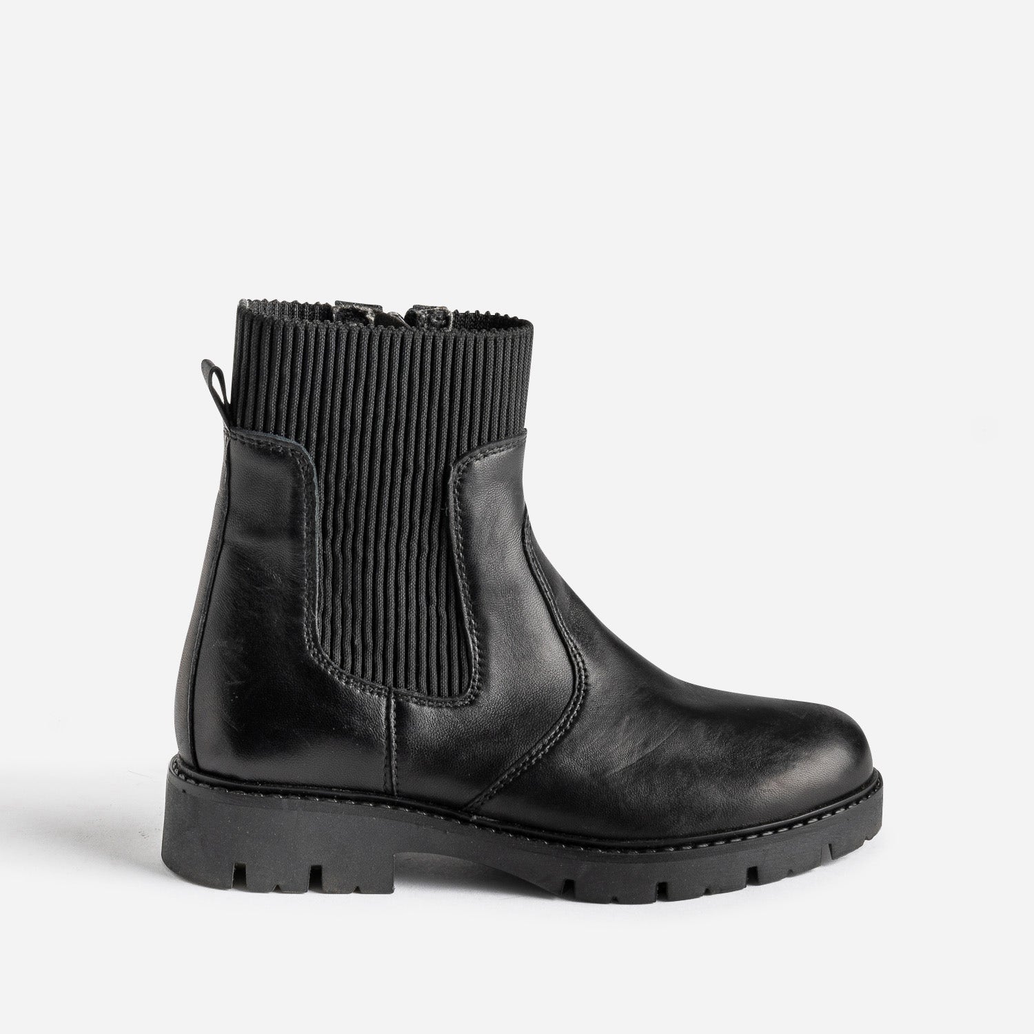 Chelsea boots éco-conçu BUGGY noir cuir tige élastiquée