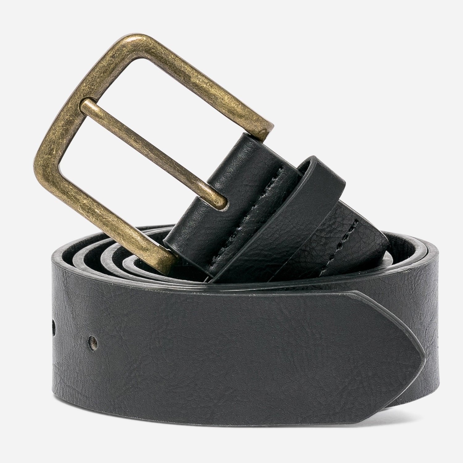 Ceinture noire à boucle carrée laiton