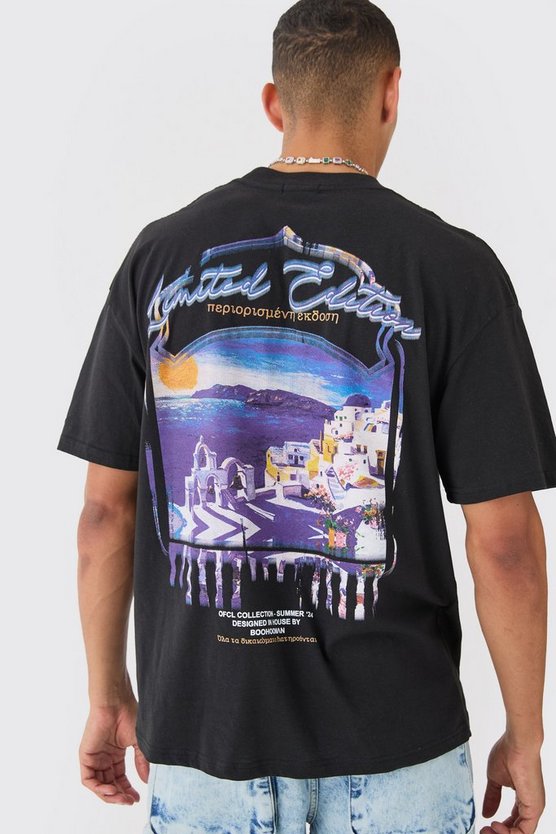 Oversize T-Shirt mit griechischem Print