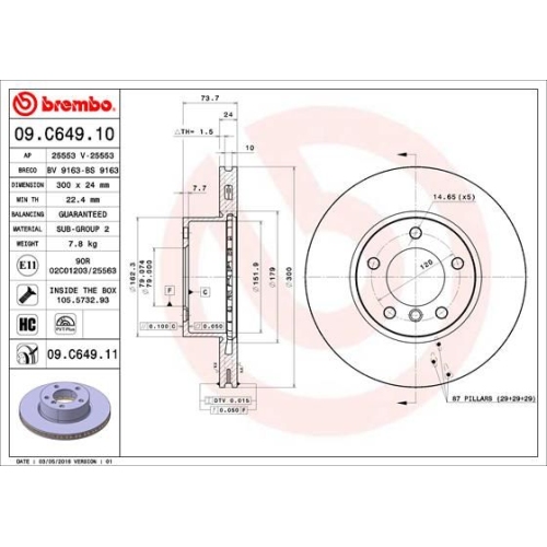 09.C649.11 BREMSSCHEIBE BREMBO VA  VP2 - ATU