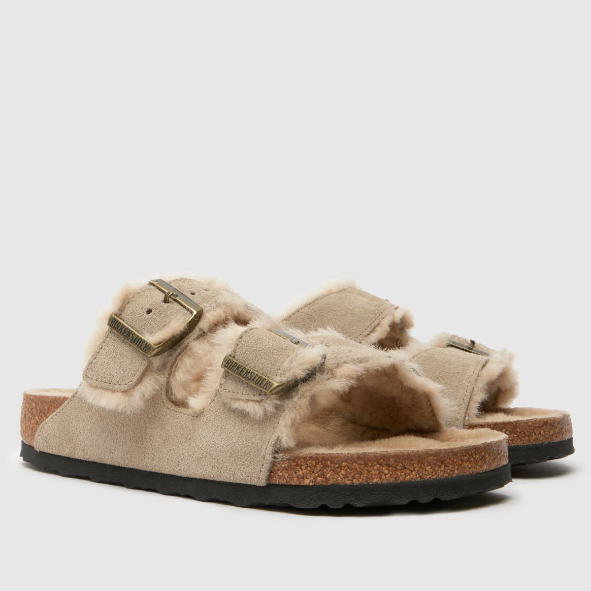 BIRKENSTOCK – Arizona – Taupefärgade sandaler i fårskinn