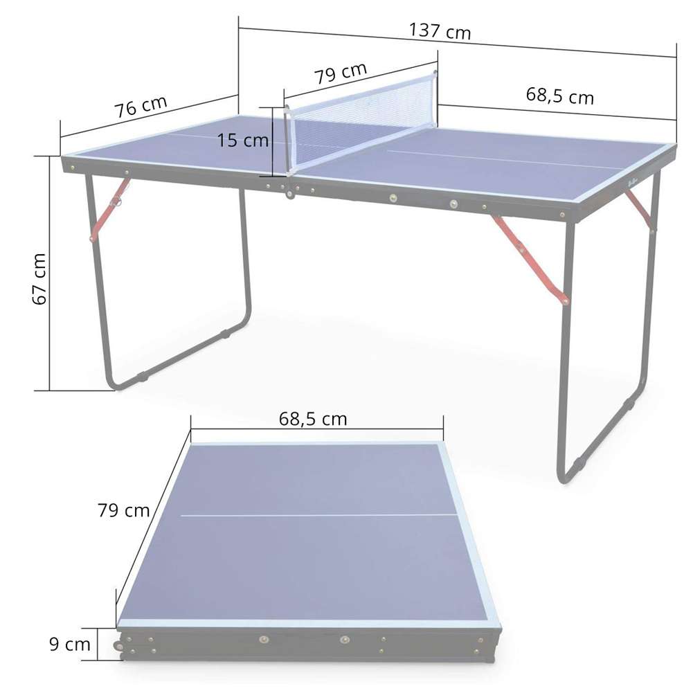 MUWO Indoor faltbare Mini Tischtennisplatte 137 x 76 cm blau
