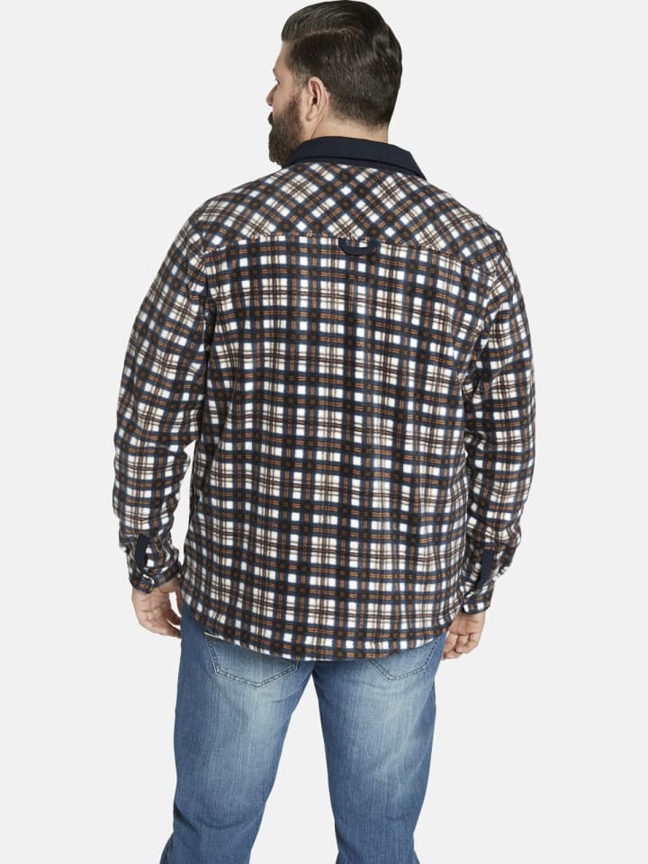 Charles Colby Fleecejacke DUKE ERINS in dunkelblau kariert günstig kaufen