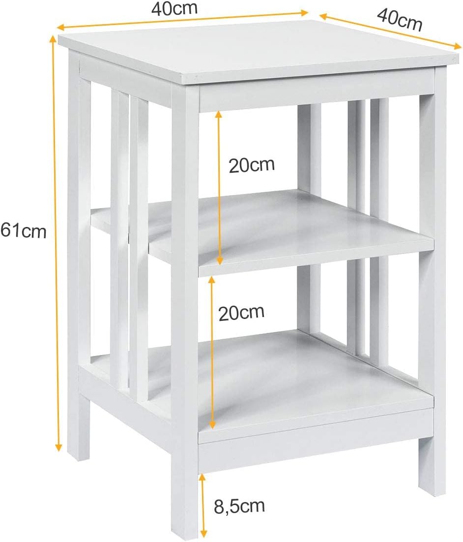 Costway COSTWAY Nachttisch 3 Ebenen, Beistelltisch Nachtschrank