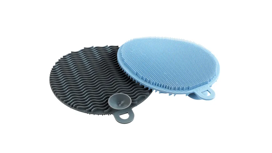 WENKO Silikon-Schwämme Rund Soft 2er Pack Grau