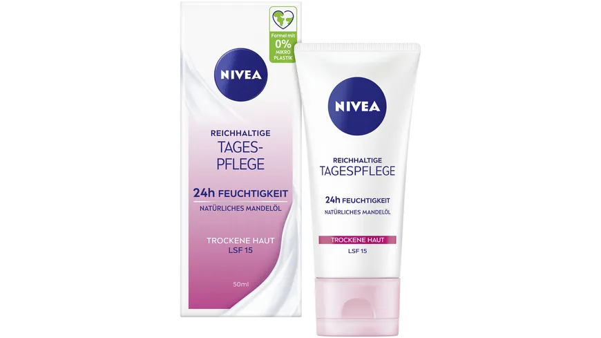 NIVEA Reichhaltige Tagespflege 24h Feuchtigkeit Trockene Haut LSF15 50 ml