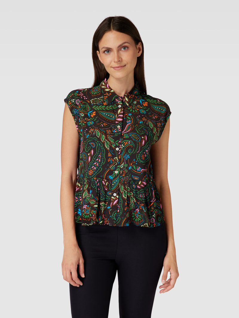 Bluse aus Viskose mit Schößchen in schwarz