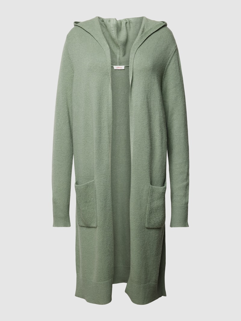 Longcardigan mit Kapuze in hellgrün