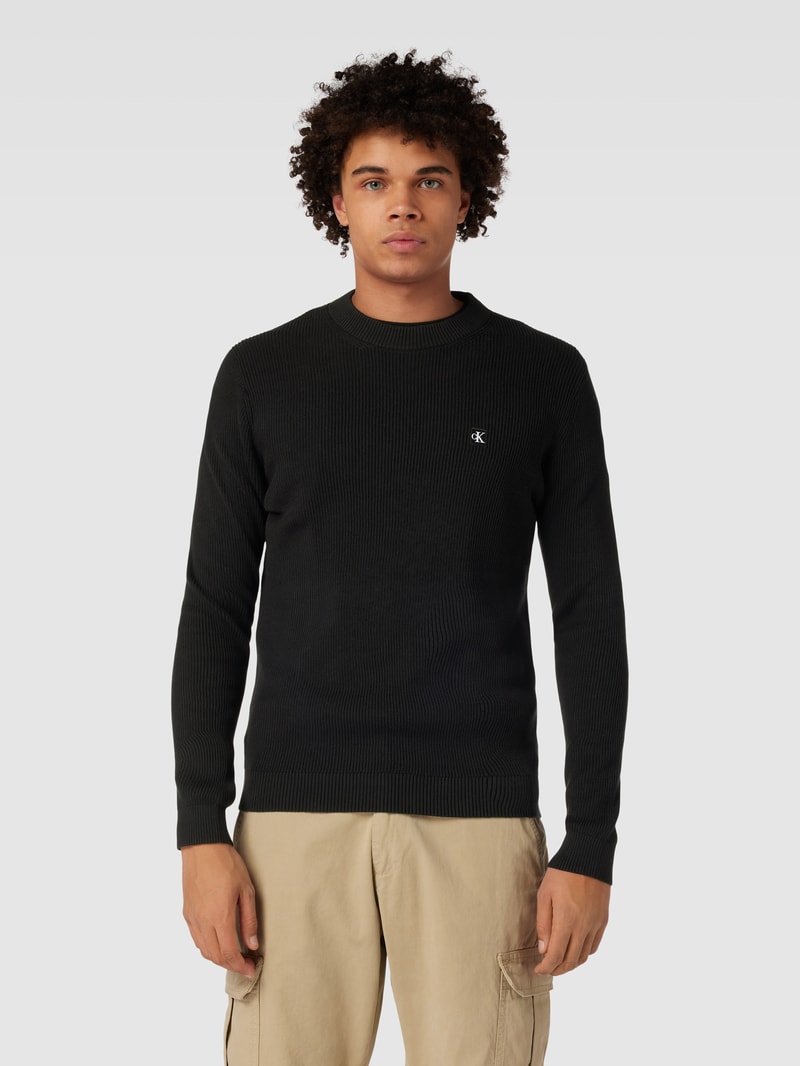 Strickpullover mit Logo-Stitching Modell 'EMBRO' in black