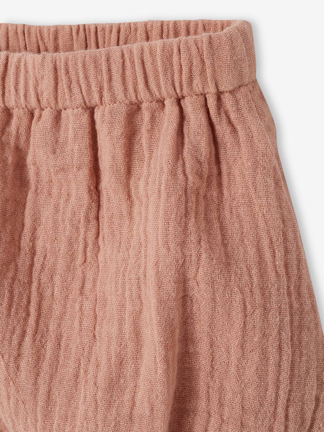 Robe en gaze de coton bébé et sa culotte assortie vieux rose