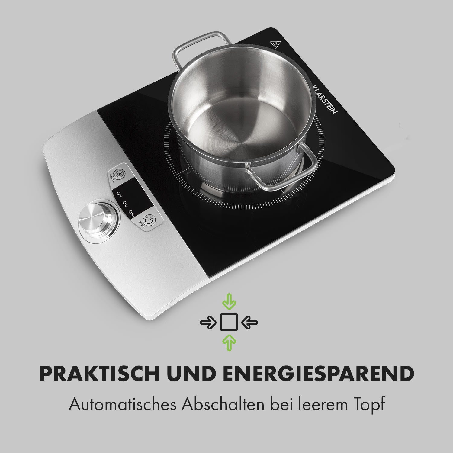 Klarstein Induktions-Kochfeld VariCook Single Einzel-Induktions-Kochfeld 1800W Timer 240°C CP3-VARICOOK SINGLE, Kochfeld 1 Zonen Glaskeramik Elektrokochfeld