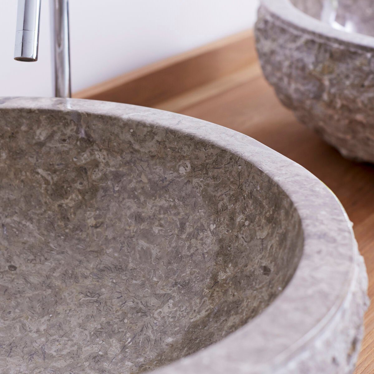Tikamoon Waschbecken Waschbecken aus Marmor grey