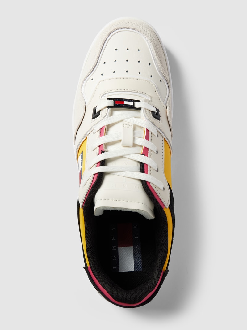 Sneaker mit Label-Print Modell 'BASKET' in hellgelb