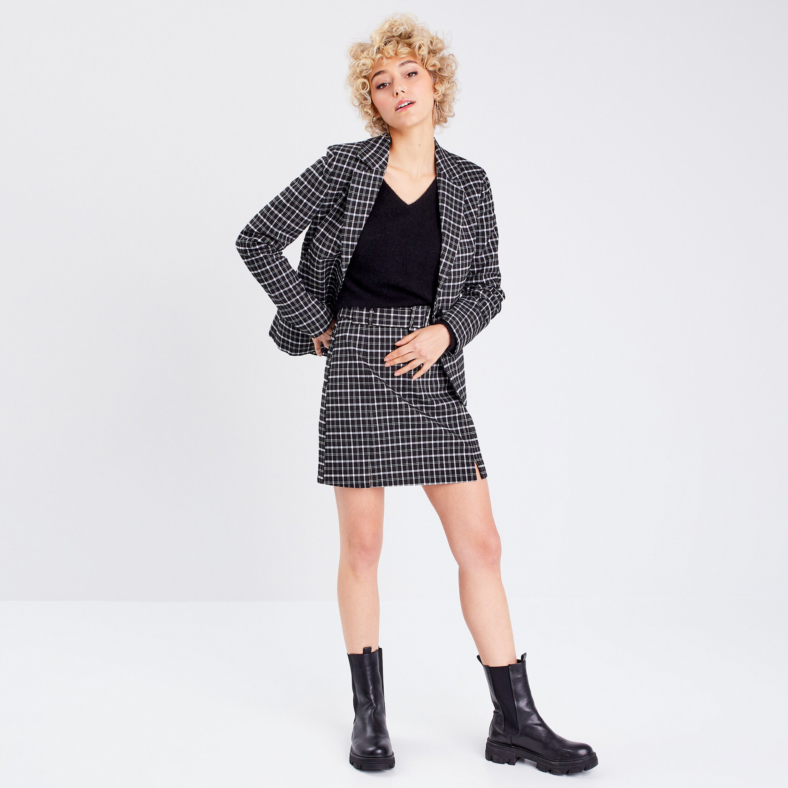 Jupe droite ceinturée noir femme | Cache Cache