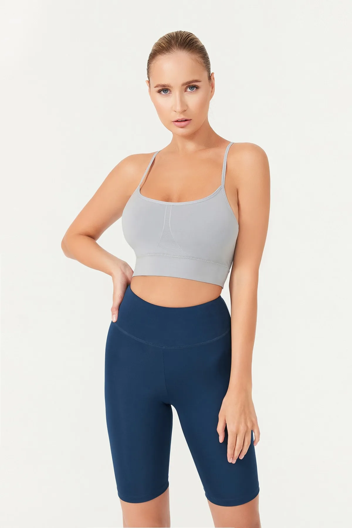 LOS OJOS  Marineblaue, bequeme Radlershorts mit hoher Taille und kurze Sportstrumpfhose für Damen