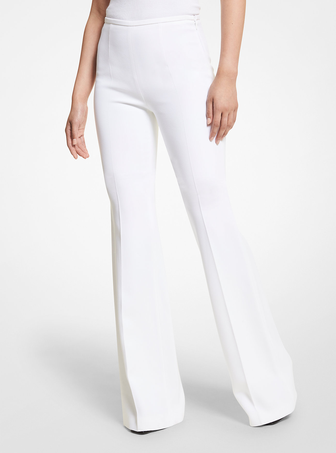 Brooke Double Crepe Sablé Flared Bukser - OPTIC WHITE