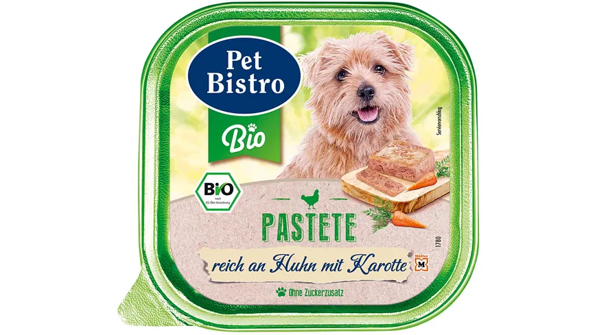 Pet Bistro Bio Hundenassfutter - Pastete Reich an Huhn mit Karotten 150 g