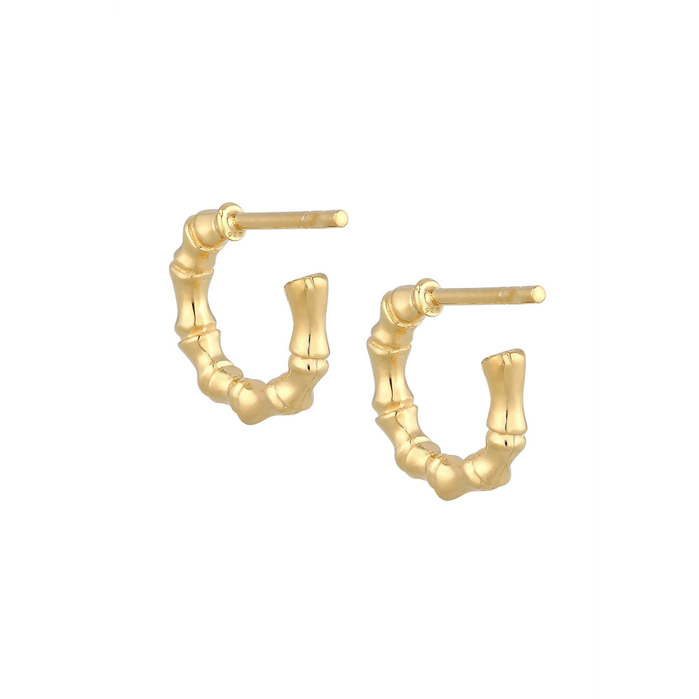 Elli Elli Boucles d'Oreilles Femme Tendance au Look Bambou Créoles en Argent Sterling  Boucles d'oreilles