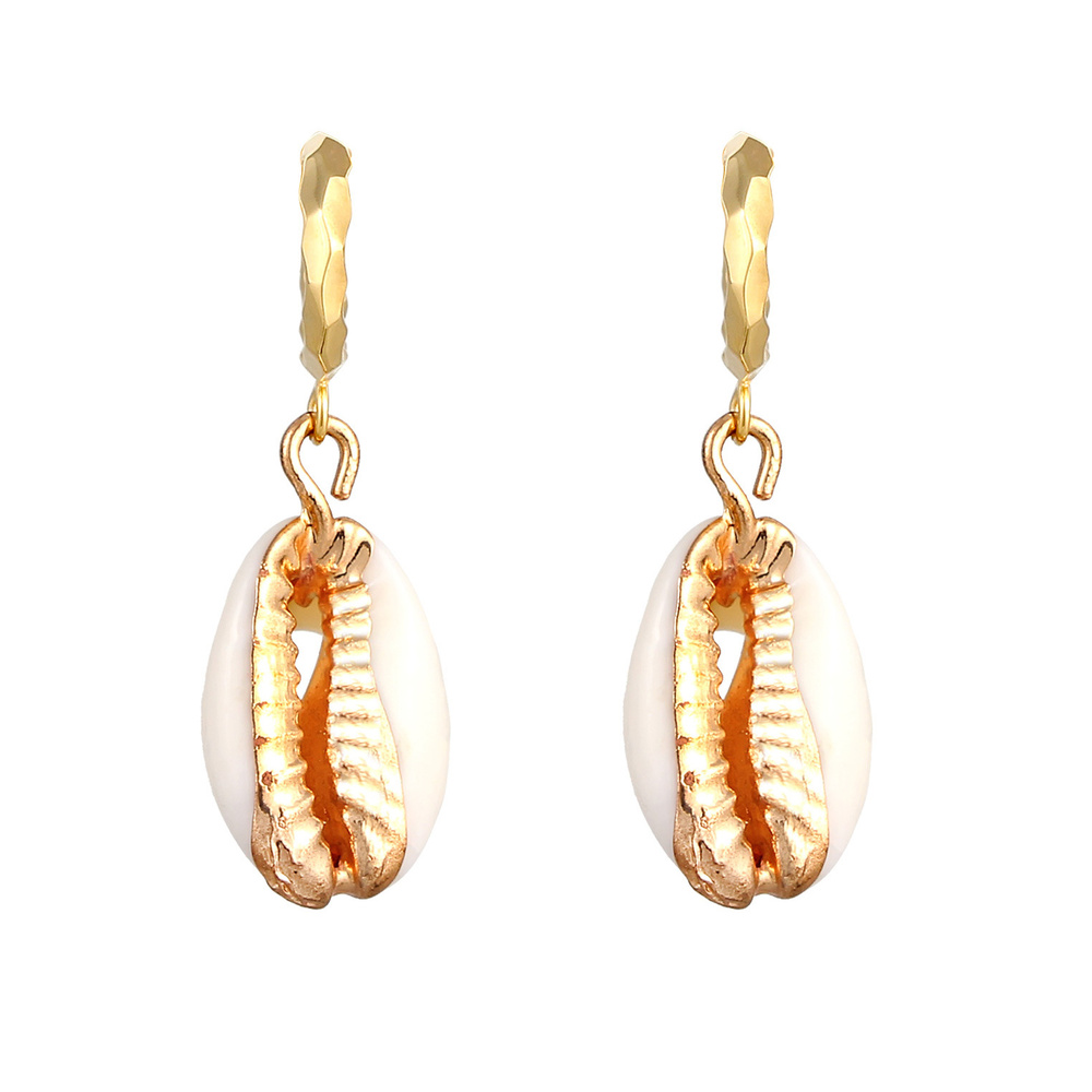 Elli Elli Boucles d'Oreilles Créoles Coquillage Kauri Plage Été Trend Maritime Boucles Boucles d'oreilles