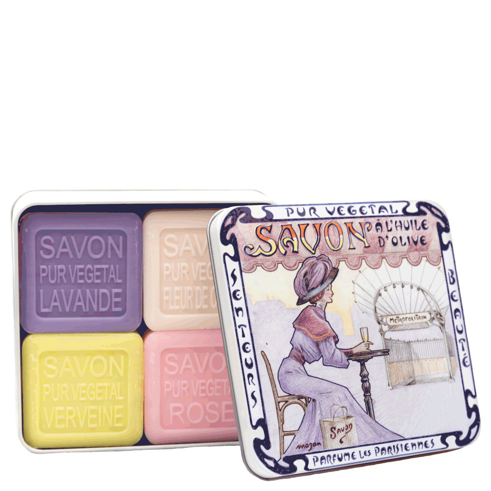 La savonnerie de nyons Coffret de 4 Savons (Lavande, Verveine,Fleur de Coton, Rose) Métropolitain Savon