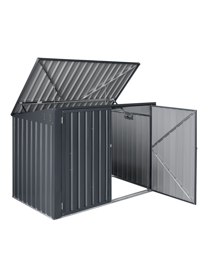 en.casa Mülltonnenbox Grebin für 2 Tonnen in Grau (L)173cm günstig kaufen onesize
