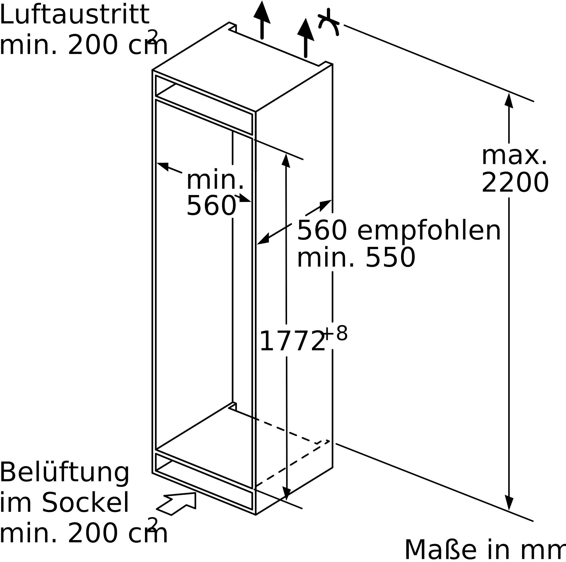 SIEMENS Einbaukühlgefrierkombination iQ700 KI84FPDD0, 177,2 cm hoch, 55,8 cm breit