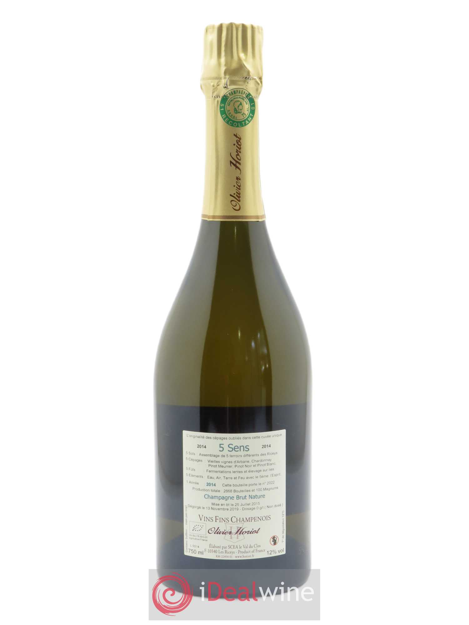 5 Sens Olivier Horiot  2014 - Lot de 1 Bouteille