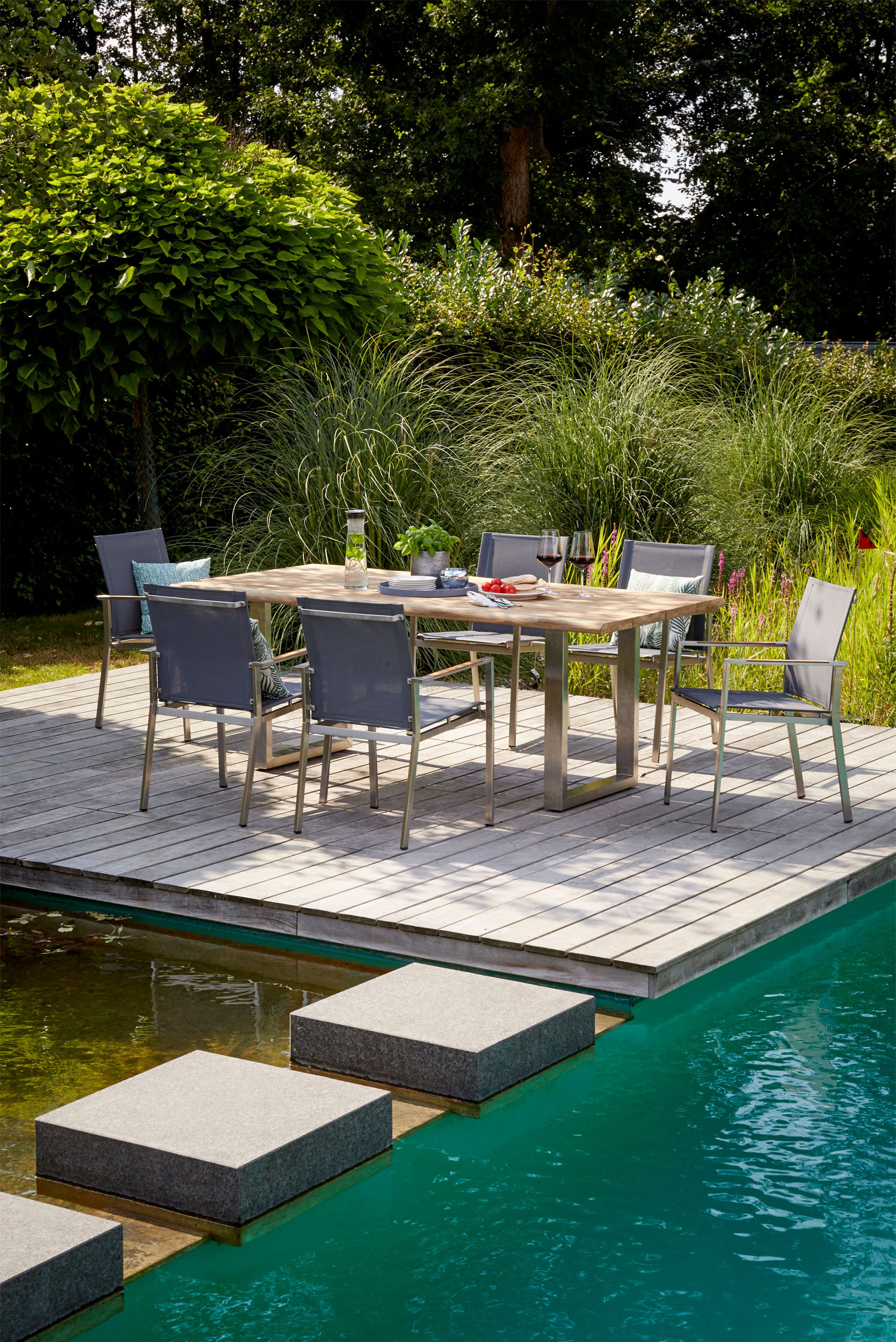 OUTDOORGartenstuhl Edelstahl/Teak