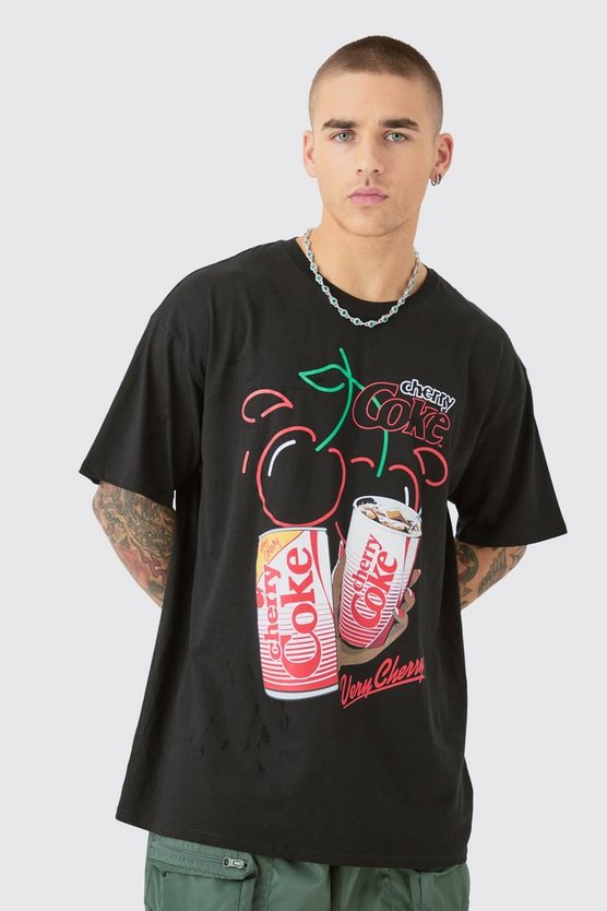 Oversize T-Shirt mit lizenziertem Cherry Coke Print