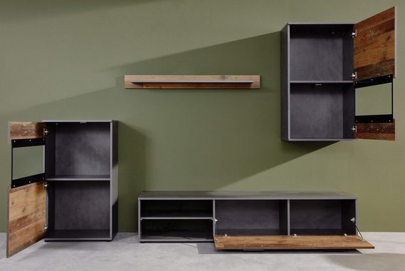 trendteam Wohnwand Mango, (Set 4-teilig, ca. 246 x 190 cm), Used Wood Design