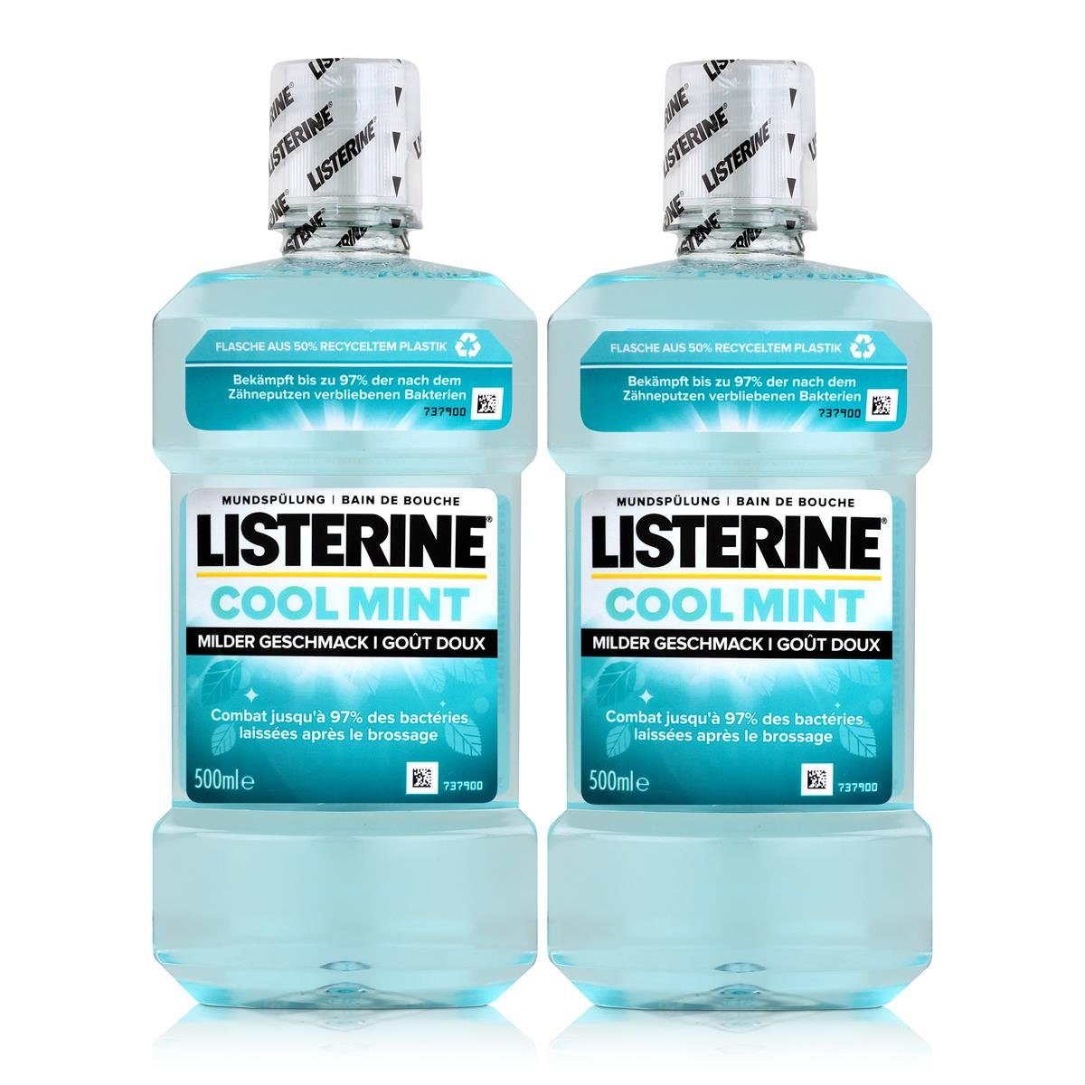 Listerine Mundspülung, Listerine Mundspülung Cool Mint 500ml - Milder Geschmack (2er Pack)