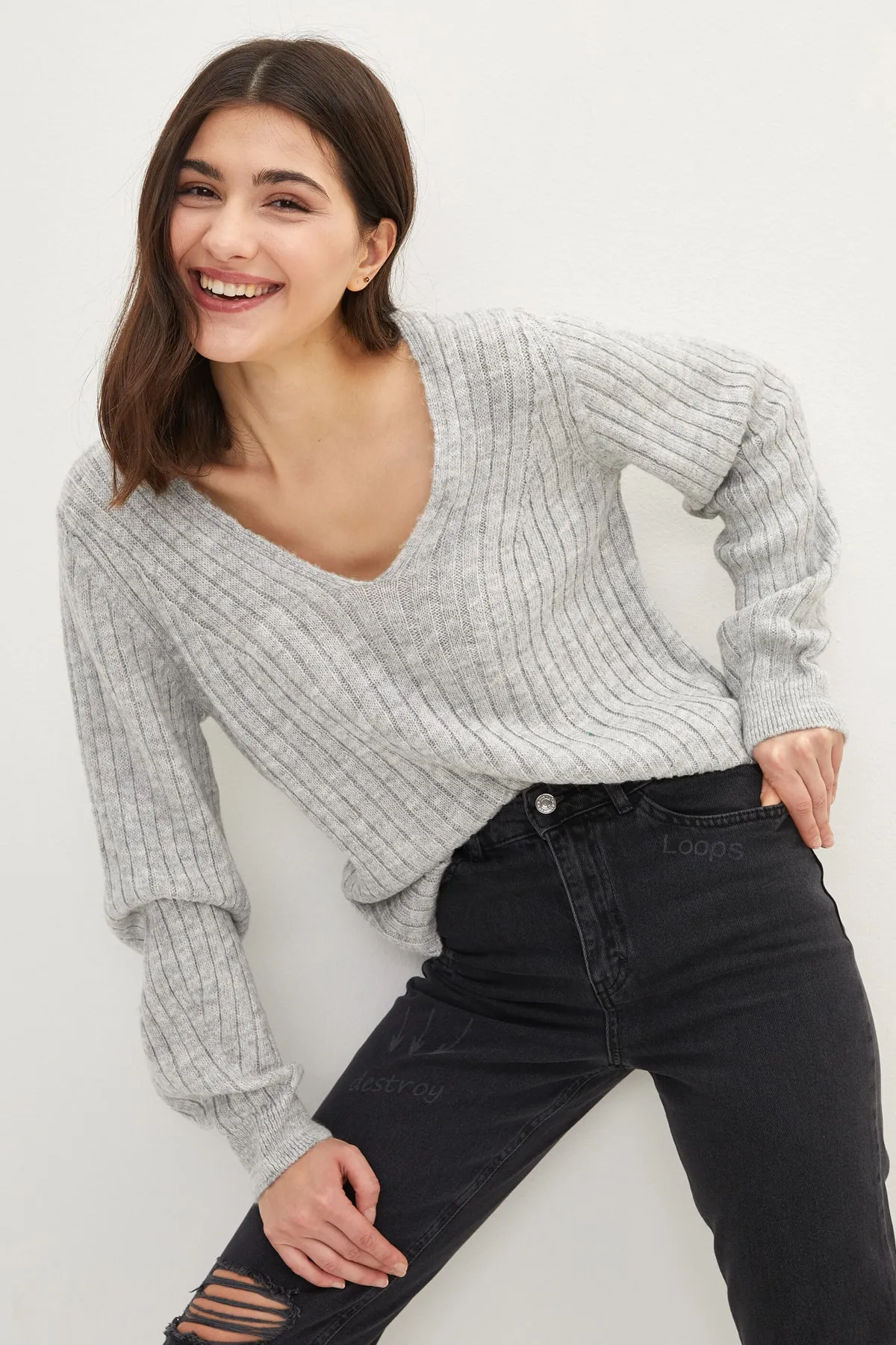 LC Waikiki  Pullover - Grau - Regular Fit