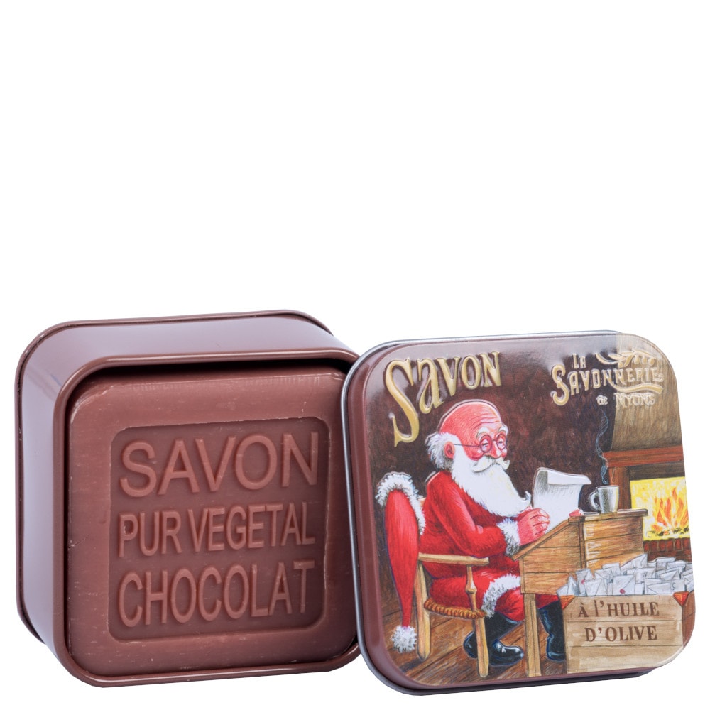 La savonnerie de nyons Savon 100g Chocolat et Boîte Métal Lettre au Père Noël Savon