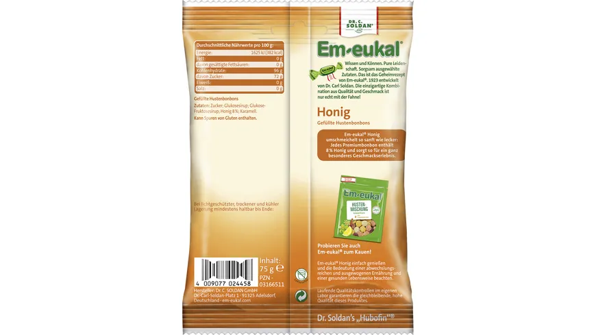 Em-eukal Hustenbonbon Honig gefüllt zuckerhaltig 75 g