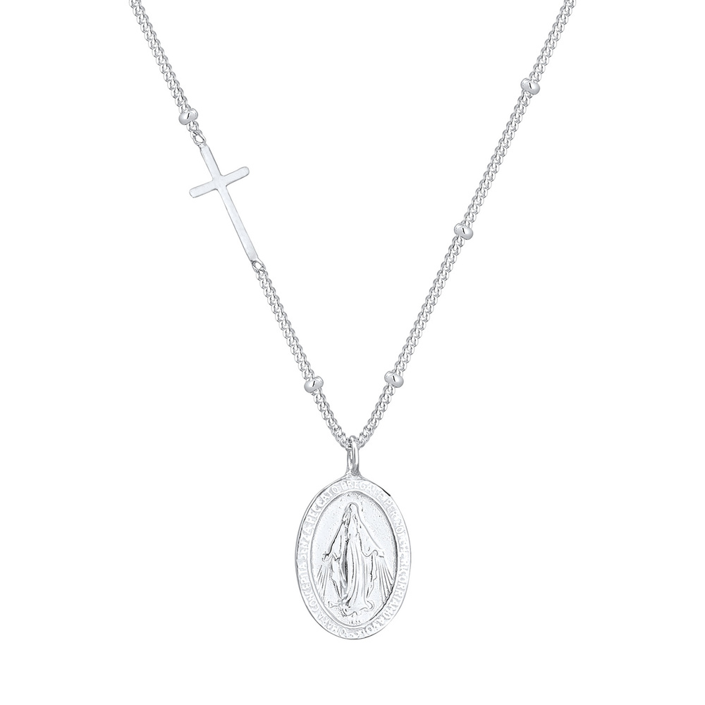 Elli Elli Collier Femme Pendentif et Croix de Marie en Argent Sterling 925 Bijoux