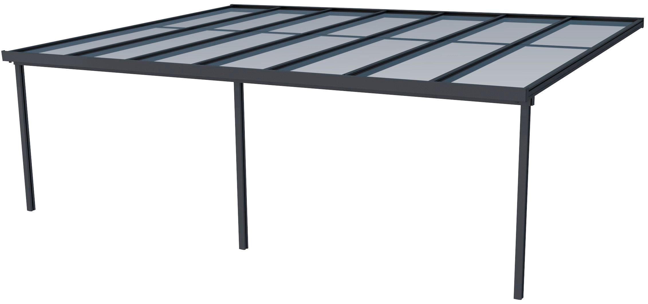 GUTTA Terrassendach Premium, BxT: 611x506 cm, Bedachung Doppelstegplatten, BxT: 712x506 cm, Dach Polycarbonat gestreift weiß