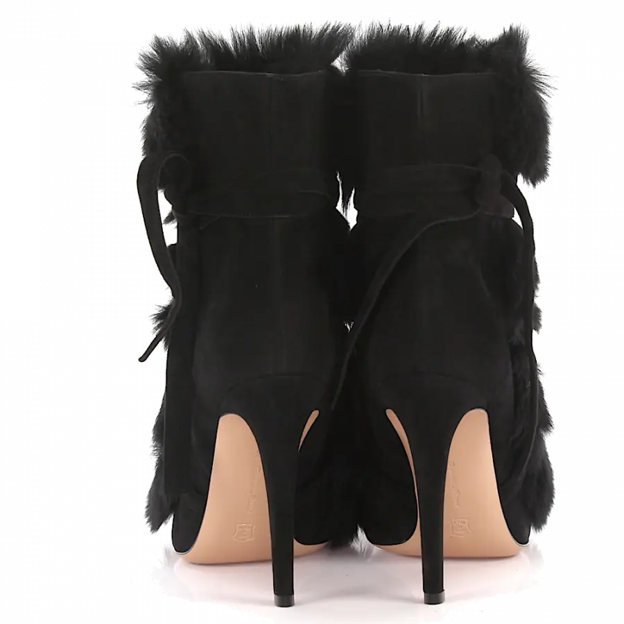 Gianvito Rossi - High Heels Stiefeletten Veloursleder - schwarz