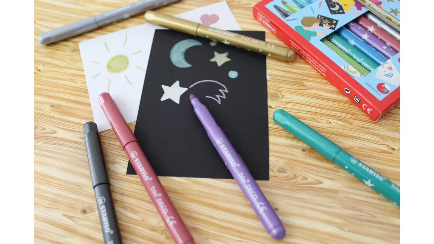 STABILO® Metallic-Filzstift mit robuster XL-Spitze - STABILO Trio DECO - 8er Pack - mit 8 verschiedenen Farben sortiert