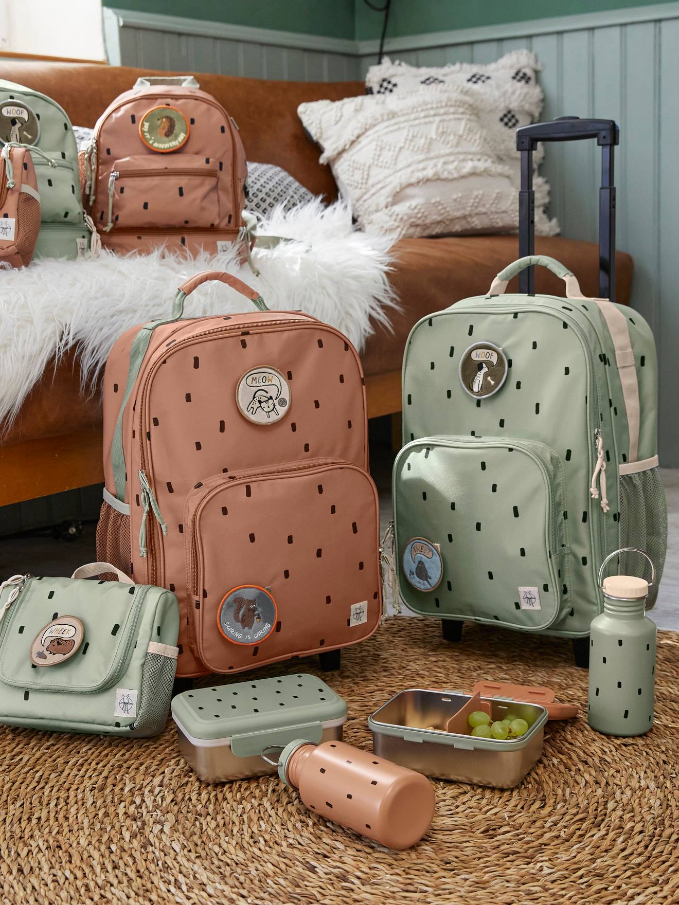 Valise à roulettes LÄSSIG happy prints olive