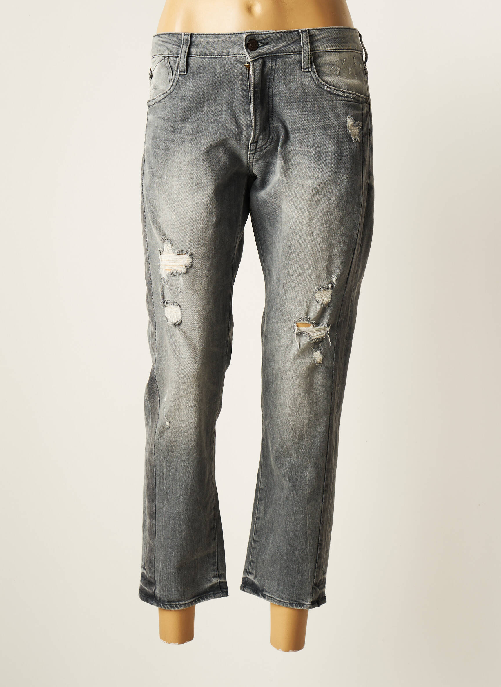 Le Temps Des Cerises Jeans Boyfriend Femme couleur gris