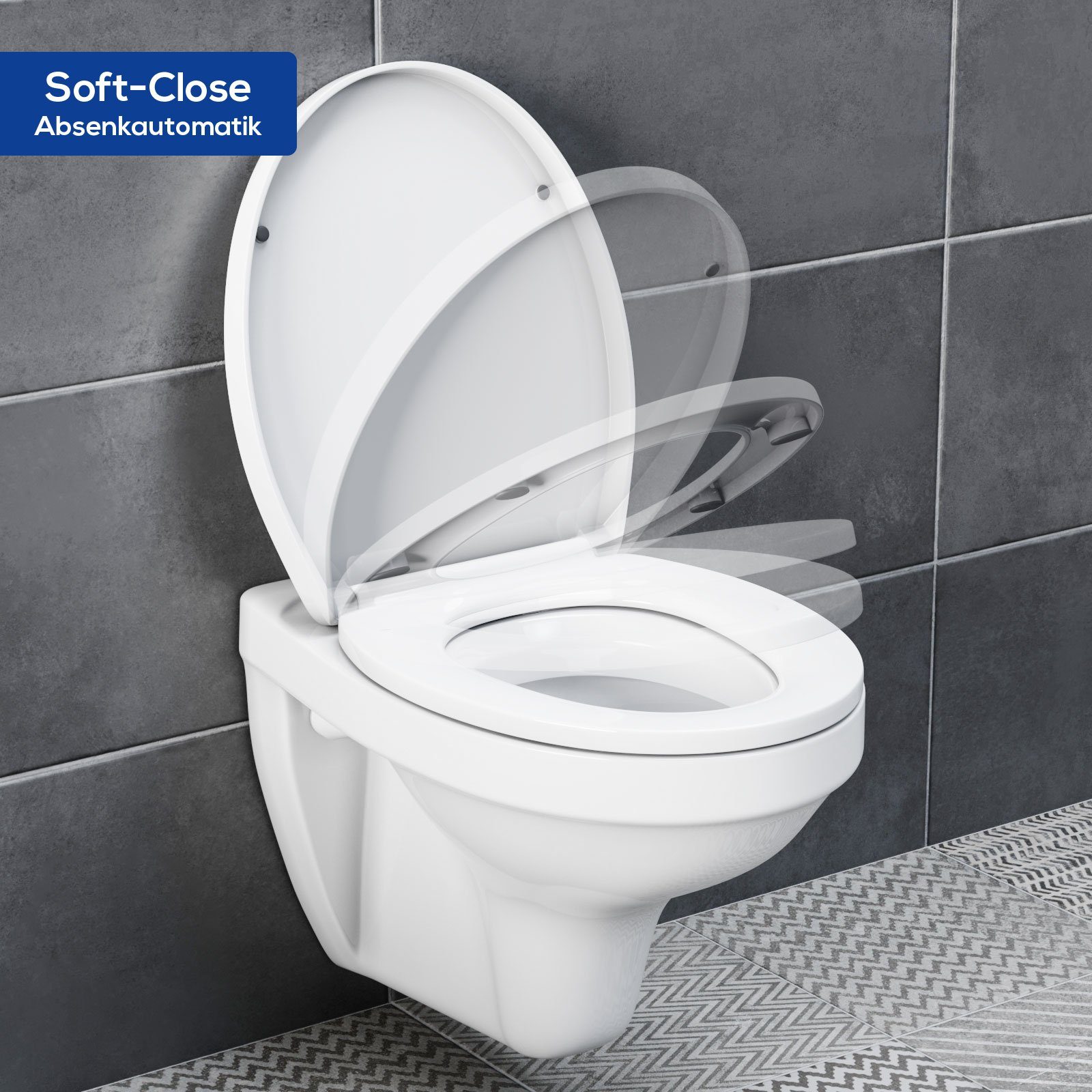 Wellgro WC-Sitz WC-Deckel Duroplast mit Absenkautomatik und Quick Release