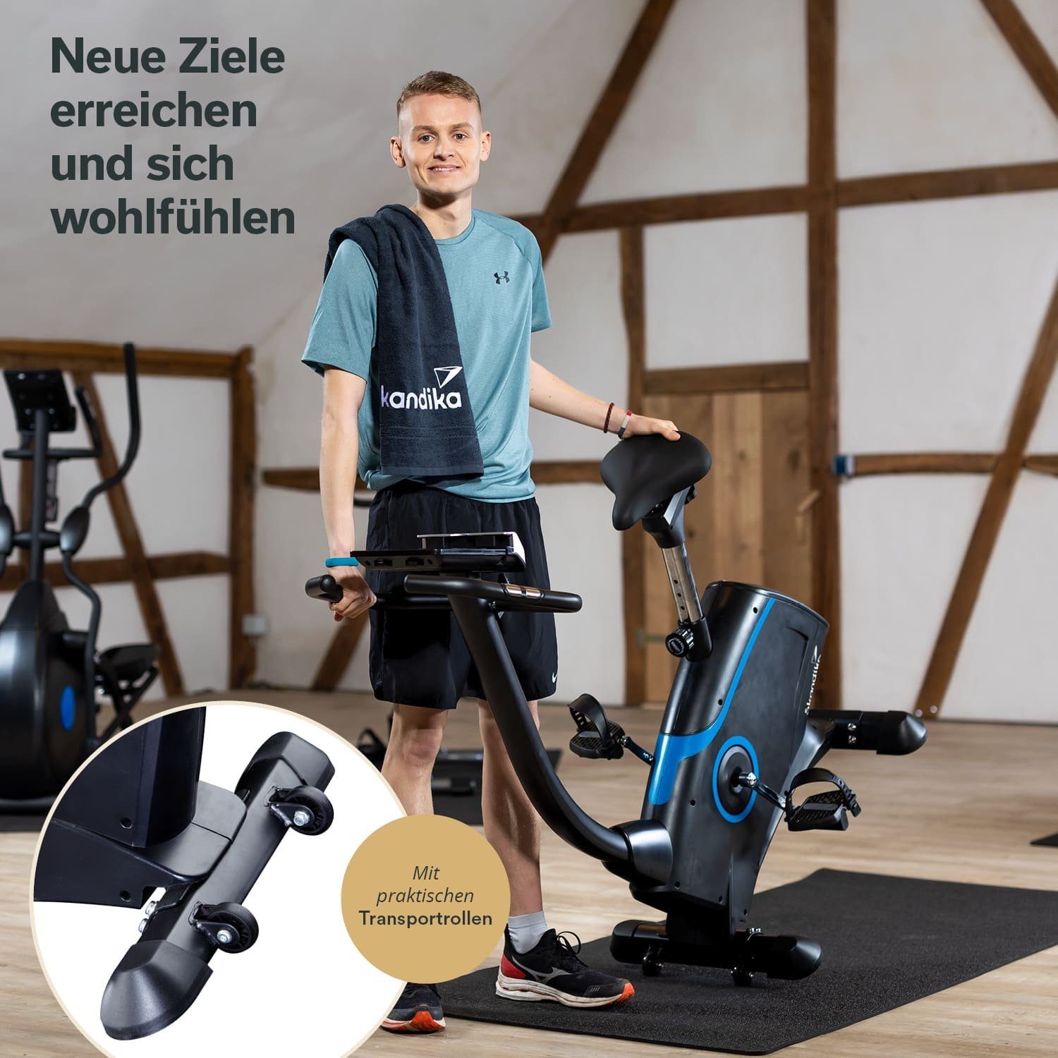 Skandika Ergometer Cardio Bike Atlantis Heimtrainer mit App Steuerung, Bluetooth, 32 Stufen, geräuscharm, Transportrollen, bis 150kg
